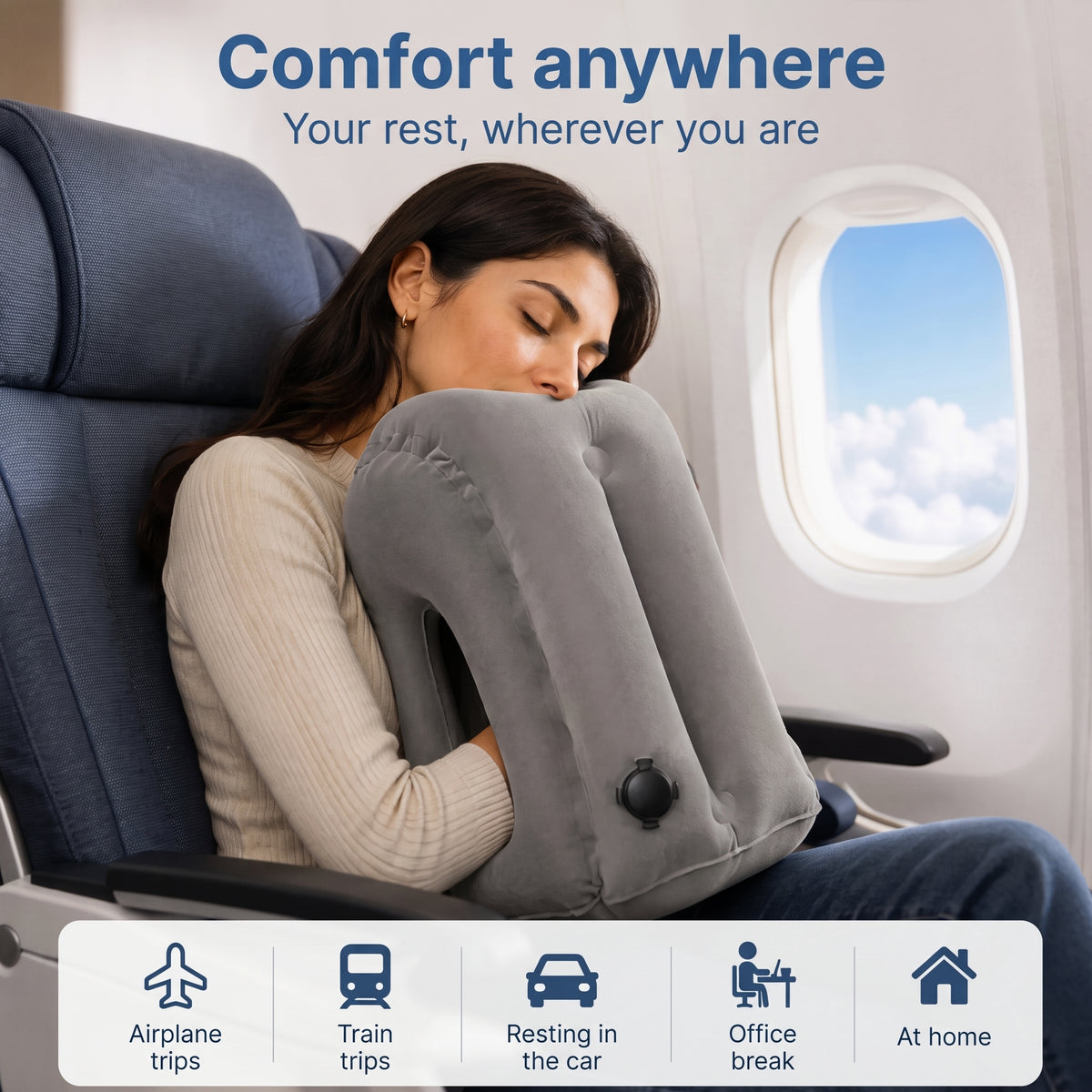Inflatable Travel Pillow for Upright Sleep
