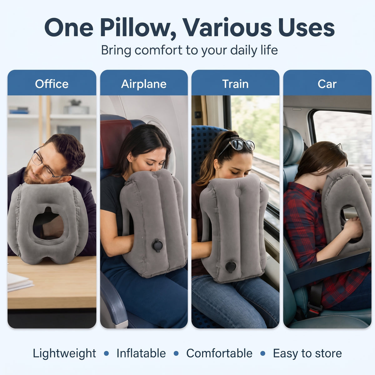 Inflatable Travel Pillow for Upright Sleep