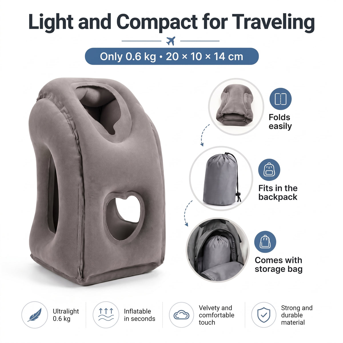 Inflatable Travel Pillow for Upright Sleep